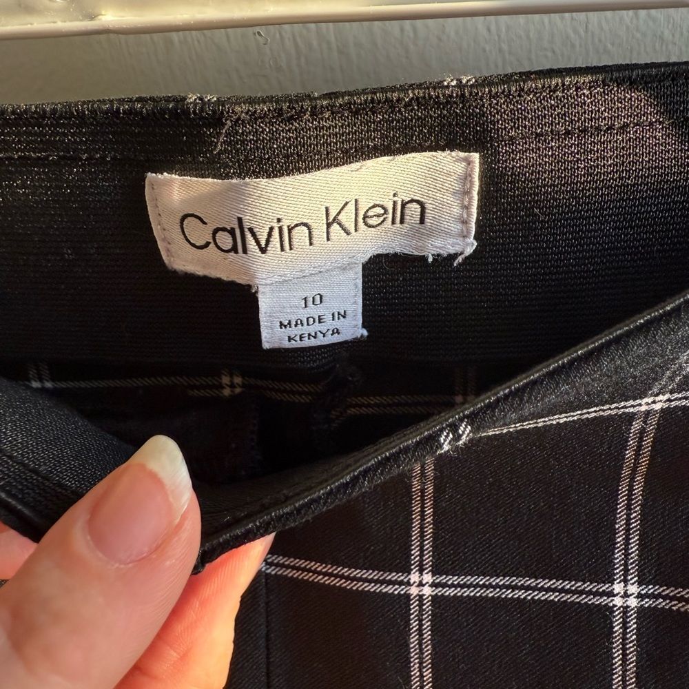 Calvin Klein Office Wear Black and White Checkered Pants Size 10 - Picture 6 of 6